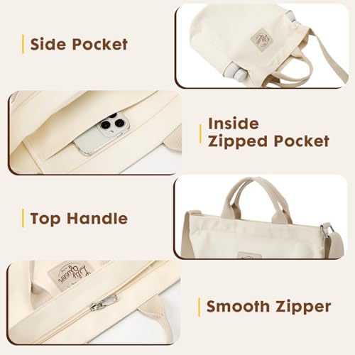 Lily queen Women Canvas Tote Handbags Casual Shoulder Work Bag Crossbody - color: Beige