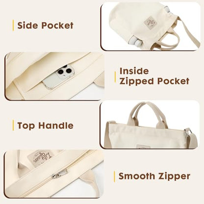 Lily queen Women Canvas Tote Handbags Casual Shoulder Work Bag Crossbody - color: Beige
