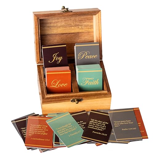 Bible Verse Box, 200 NKJV Scripture and Prayer Cards, Christian Faith Gift