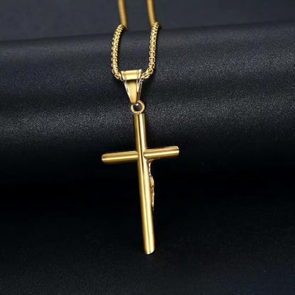 Exquisite Stainless Steel Cross Necklaces,A Perfect Blend of Gothic Style and Christian Faith, Suitable for Men and Women, Fashionable Accessories, Hypoallergenic Material - color: Gold