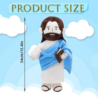 Yelakey Jesus Plush - 13.4“ Voice Jesus Plush Toy Speaking 20 Bible Verses and Singing 3 Bible Songs, Religious Stuffed Doll for Kids, Christian Easter Gift for Church and Sunday School - color: Blue