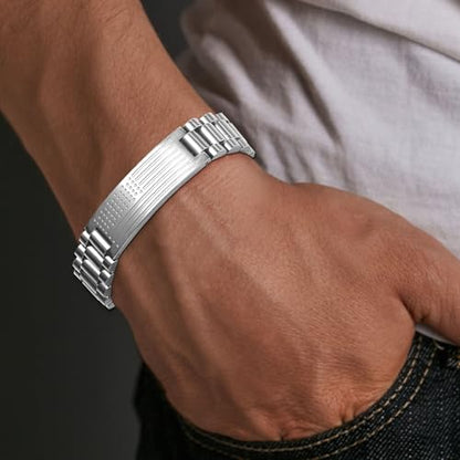 P. BLAKE American Flag Bible Verse Bracelet for Men, Stainless Steel Engraved Scripture Bracelet Christian Religious Christmas Birthday Jewelry Gifts - color: Silver, size: PHILIPPIANS 4:13