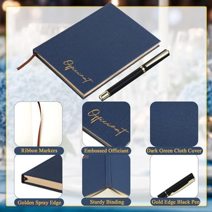 Engrowtic Wedding Officiant Book with Pen 5.25x8.25,Dark Blue,Classic - color: Dark Blue, style: Classic