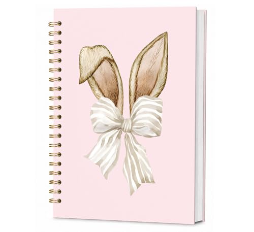 KDHTY Bunny Notebook Coquette Gifts for Bunny Lovers Journaling Notebooks,Cute Bunny Rabbit Spiral Hardcover Notebooks Cute Office Supplies for Women,Aesthetic Notebook College School Supplies for Girls,5.5 x 8.3 - color: easter