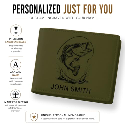 LaserGram Personalized Wallet, Christian Cross (Camo Green) - color: Camo Green