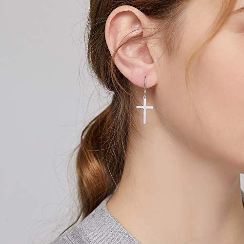 Han han 925 Sterling Silver Cross Earrings for Women and Men - style: B-Dangle cross earrings