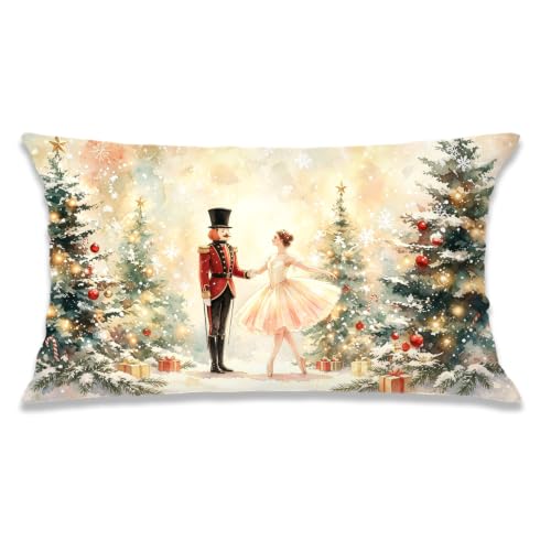 Vintage Christmas Nutcracker Ballet Winter Forest Pillow Cover 12x20 - color: Christmas-34, size: 20" x 12" (Pack of 1)