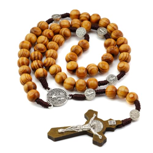 Rosary Beads Handmade Wooden Rosarios Catolicos for Catholic Christian Gift - color: Pine brown
