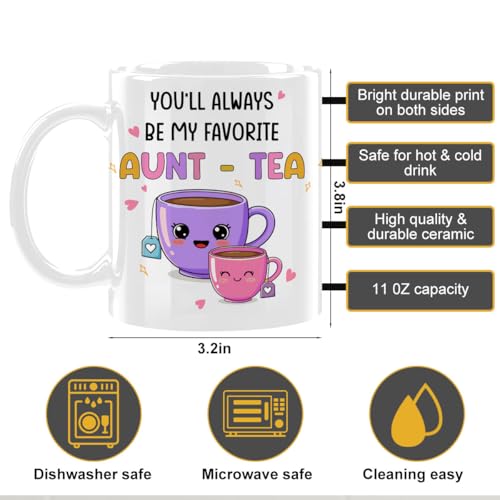 Aunt Auntie Gifts for Women, You’ll Always Be My Favorite Aunt-tea Mug - color: Aunt-Tea