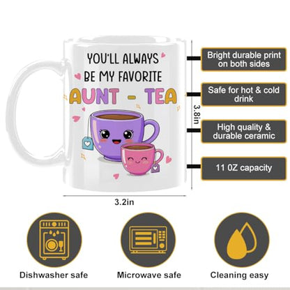 Aunt Auntie Gifts for Women, You’ll Always Be My Favorite Aunt-tea Mug - color: Aunt-Tea