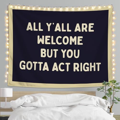 LIANGW Classroom Tapestry, Funny Welcome Tapestry Wall Hanging, All Y'all Are Welcome But You Gotta Act Right Vintage Wall Blanket Decor for Home Living Room Bedroom Room, Housewarming Gifts, 50x60 Inch - color: 06-Howdy Western Cow