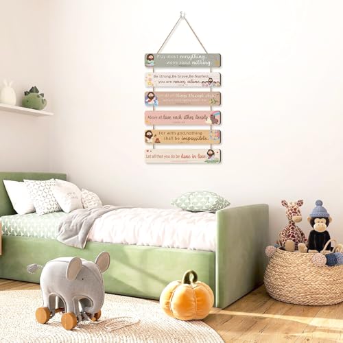 IARTTOP Kids Bible Verse Christian Meditation Wooden Hanging Sign - color: Bible Verse