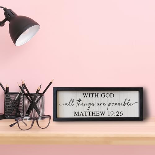 SRSZHIYUE With God All Things are Possible Framed Wall Art 16"×6" Black - color: With God All Things Are Possible (Black), size: 16"L x 6"W