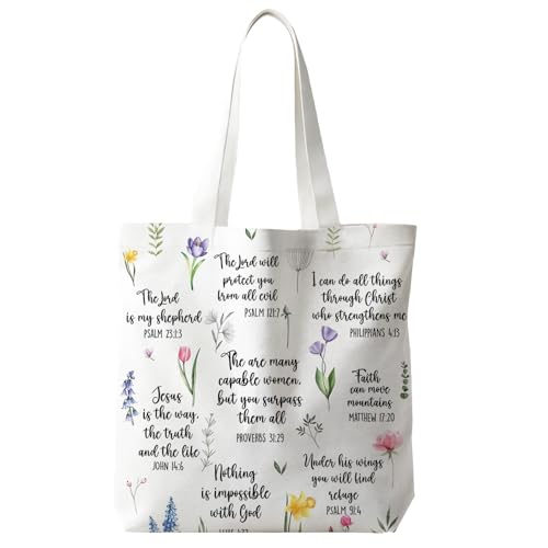 JINYO Christian Canvas Tote Bag, Bible Tote Bags for Women - color: Christian Tote Bag-c