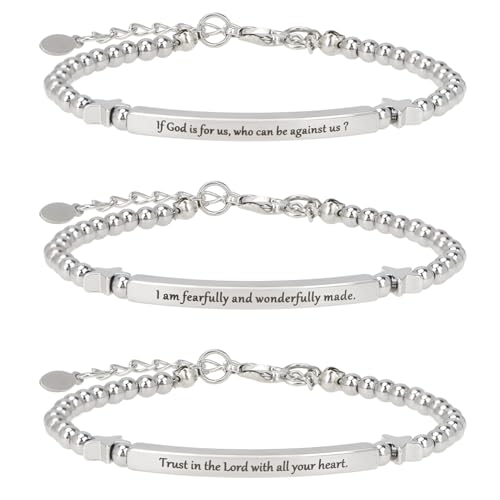 kilofly Set of 3/6 Bible Verse Bracelet Christian Unique Religious Gift for Women - style: Faith Set3