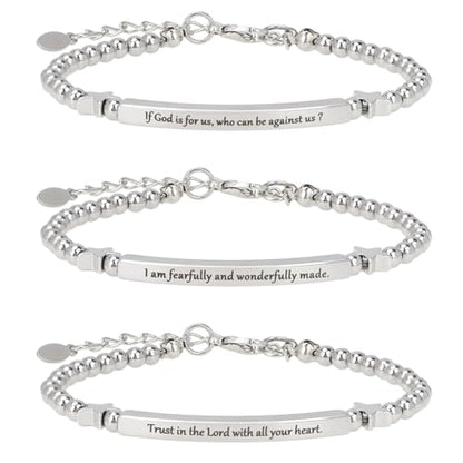 kilofly Set of 3/6 Bible Verse Bracelet Christian Unique Religious Gift for Women - style: Faith Set3