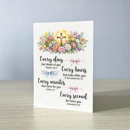Every Day God Thinks of You Christian Encouragement Card Inspirational Faith Cards Uplifting Message Motivational Gift for Friend Daughter Son Wife Husband Girlfriend Boyfriend Coworker Prayer Partner - color: Every Day Every Hour Every Minutes