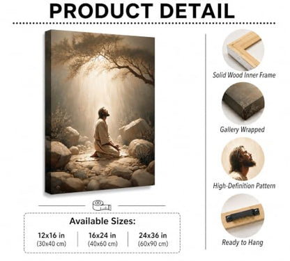 CXKAWM Jesus in Gethsemane Wall Art, Christian Canvas Prints, 24x36in - color: Jesus Prayers Wrapped Canvas, size: 24x36in