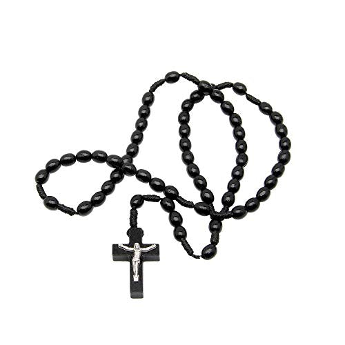 Intercession First Wood Rosary - Made in Brazil - style: Black - 6/8mm Beads