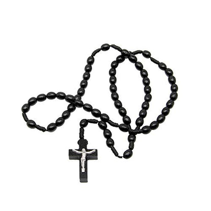 Intercession First Wood Rosary - Made in Brazil - style: Black - 6/8mm Beads