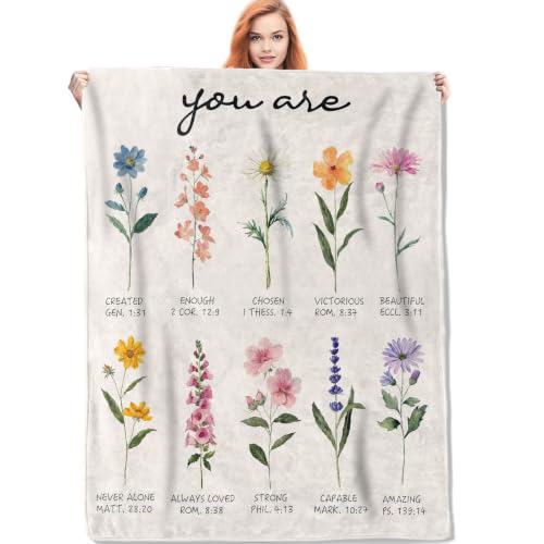 Christian Inspirational Floral Blanket Gifts for Women Kids - color: Christian, size: 50"x60"