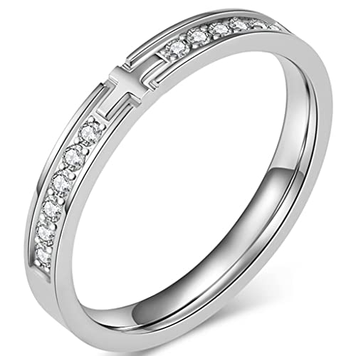 Jude Jewelers 3mm Stainless Steel Christian Cross Eternity Style Stacking Wedding Band Ring - color: Silver