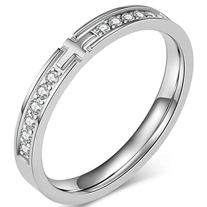 Jude Jewelers 3mm Stainless Steel Christian Cross Eternity Style Stacking Wedding Band Ring - color: Silver
