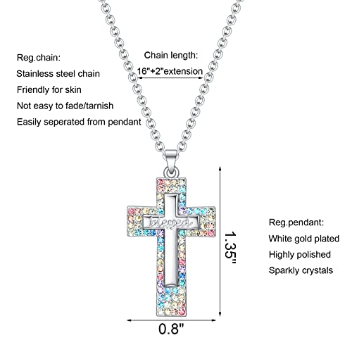 Baptism Cross Necklace for Women,First Communion Cross Necklaces Jewelry Gifts for Women - color: Girls Cross Blessed