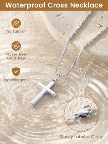 KeyStyle Cross Necklace for Women,Silver/Gold/Rose Gold Cross Pendant - color: 02-Medium Cross-Silver