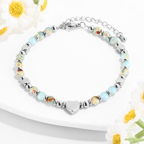 VIBILIA Cross Beaded Bracelets for Women, Birthday Gifts - color: A 4. Heart - Agalmatolite