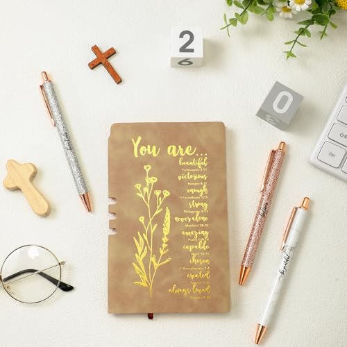 Affrolling 5 Pcs Christian Gifts for Women Church Religious Gifts A6 Bible Leather Notebook Pens with Box Prayer Journal for Men Bible Study Pastor's Wife Godmother Father(Classic Brown) - color: Classic Brown