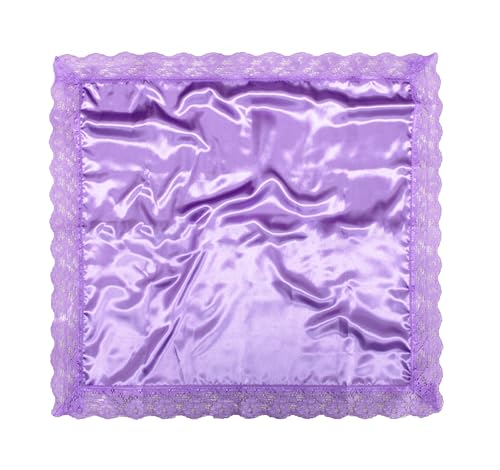 26'' lap scarf silk feeling fabric lap scarves with lace trims lap handkerchief lap covers lap skirts for women in church - color: Purple