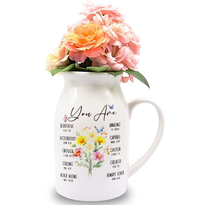 Christian Gifts for Women Birthday, Religious Vases for Flowers, Bible Verse Gift, Inspirational Gifts for Friends, Mom, Sister, Daughter, Girl, Female Coworker