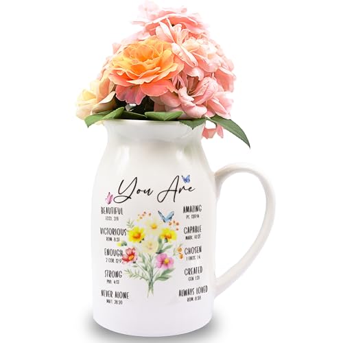 Christian Gifts for Women Birthday, Religious Vases for Flowers, Bible Verse Gift, Inspirational Gifts for Friends, Mom, Sister, Daughter, Girl, Female Coworker