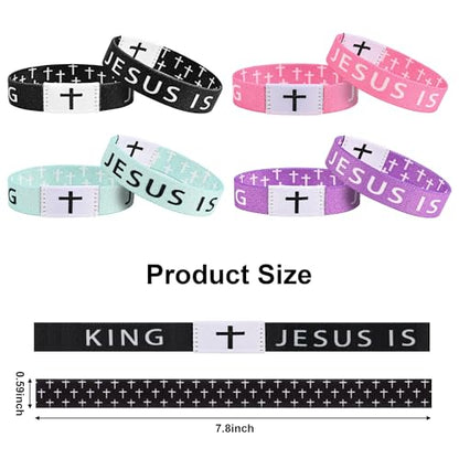4PCS Daily Bible Verse WWJD Bracelet, Christian Jesus Bracelet for Women Men, Jesus Gift Wristband, What Would Jesus Do Bracelet - style: 4 Pink JESUS IS KING