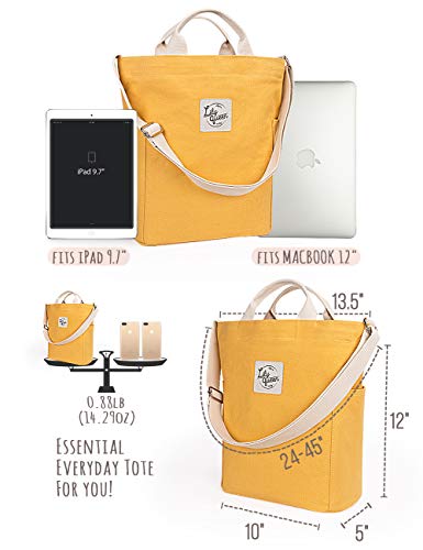 Lily queen Women Canvas Tote Handbags Casual Shoulder Work Bag Crossbody - color: Yellow