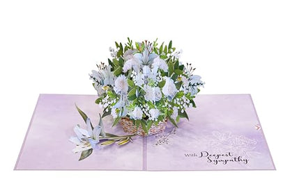 Lilies Pop Up Sympathy Cards with Envelopes, 6x8in Sorry for Your Loss Card, Pop Up Sympathy for Loss of Loved one, Mother, Father, Husband Religious (White Lily Sympathy) - color: White Lily Sympathy
