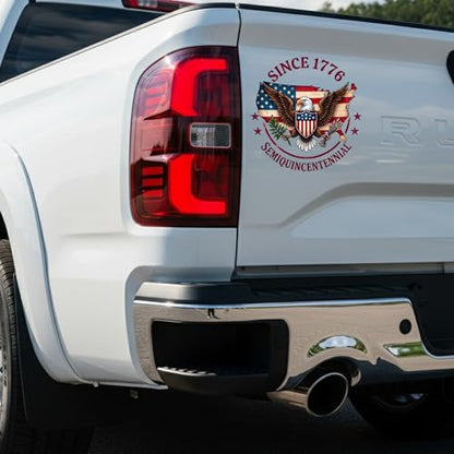Christian Cross USA Flag Car Decal - color: Since 1776 Semiquincentennial