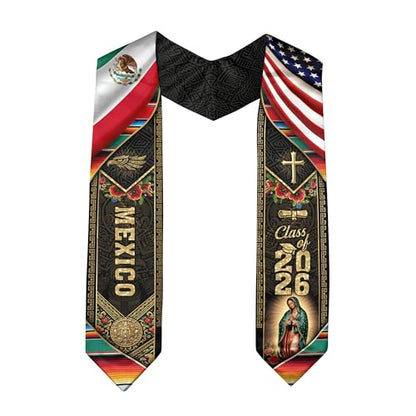 Mexico Graduation Sash, Cross Graduate Stole, Class Of 2026, Mexican Stole - color: Ds 03