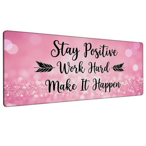 Large Gaming Mouse Pad Stay Positive Desk Mat,Non-Slip Rubber Base Stitched Edges,Extended Mousepad for PC,Laptop,Office,Home Decor(31.5 x 11.8 Inch) - color: Stay Positive, size: 31.5L x 11.8W inches