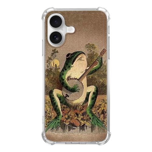 Frog Playing Guitar Phone Case Compatible with iPhone 17, Hippie Cool Music Toad Phone Cover for iPhone 17 - color: Frog