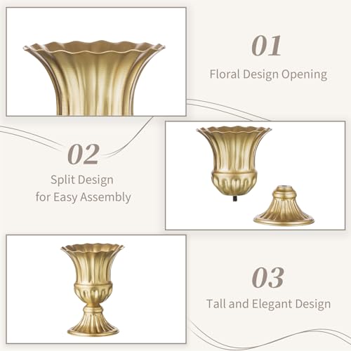 Sziqiqi Gold Metal Compote Vase, Urn Vases for Table Centerpiece, 10Pcs - color: Gold, size: 6.3in-10pcs