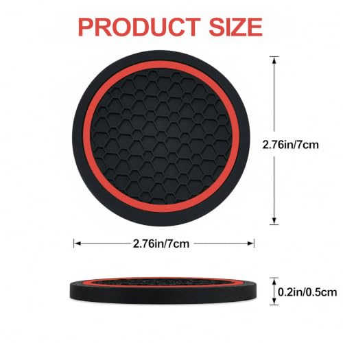 4PCS Car Cup Holder Coasters - 2.75 Inch Non-Slip Insert Water Bottle Holder Pads, Dustproof Automotive Interior Accessories Mat, Universal for Vehicles, Trucks, RVs (Red) - color: Red