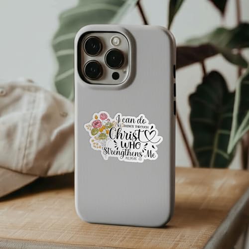 (3Pcs) I Can Do All Things Through Christ Stickers 2" Faith Philippians 4 13 Jesus Bible Verse Decals Christian Waterproof Vinyl Sticker for Laptop Water Bottle Sticker Gifts for Her Him 2 Inches - size: 2 inches