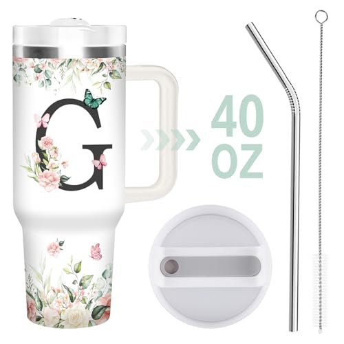 Christian Gifts for Women, Personalized Initial G Tumbler 40oz - style: Initial G cup