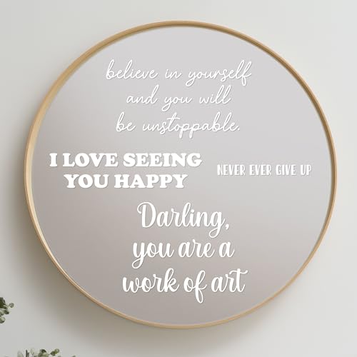 White Motivational Mirror Decals - Set of 4 Inspiring Quotes Wall Decals for Bathroom Mirror Bedroom Kitchen Dorm Apartment Wall Stickers - color: White Motivational