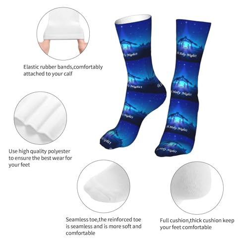 Christian Christmas Nativity Scene O Holy Night Sock Womens Short Stockings Casual Sport Crew Socks for Women Men - color: Bronze