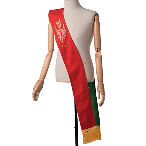 BLESSUME Cross Deacon Reversible Stole Church Cleric Stole - color: Red/Green