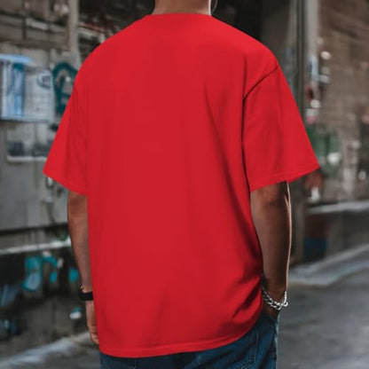 Fkatuzi Christian Jesus God Shirts for Men Religious Faith Bible Verse T Shirt Oversized Graphic Tee Cotton Streetwear Tops - color: Red, size: X-Large