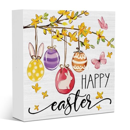Funny Easter Decorations for Home Easter Sign Bunny Decorations for Office Home Farmhouse Kitchen Bedroom Coffee Bar Living Room Desk Table Decor 5 X 5 Inches - color: Easter4